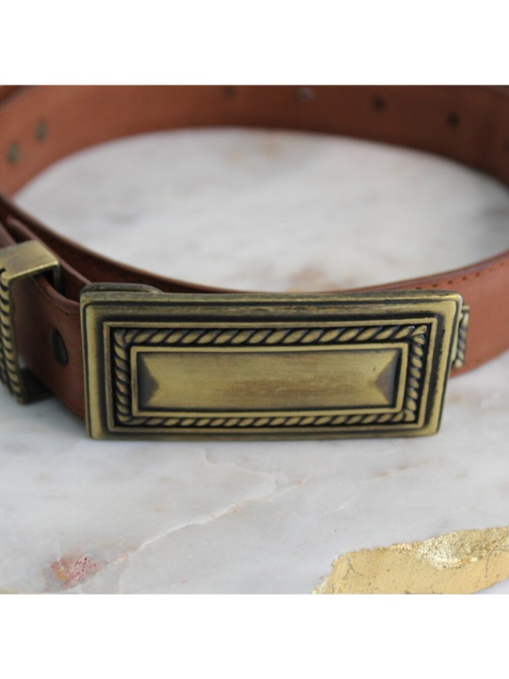 Montana Silversmiths Reflexions Western Belt L Brown Leather Brass Buckle